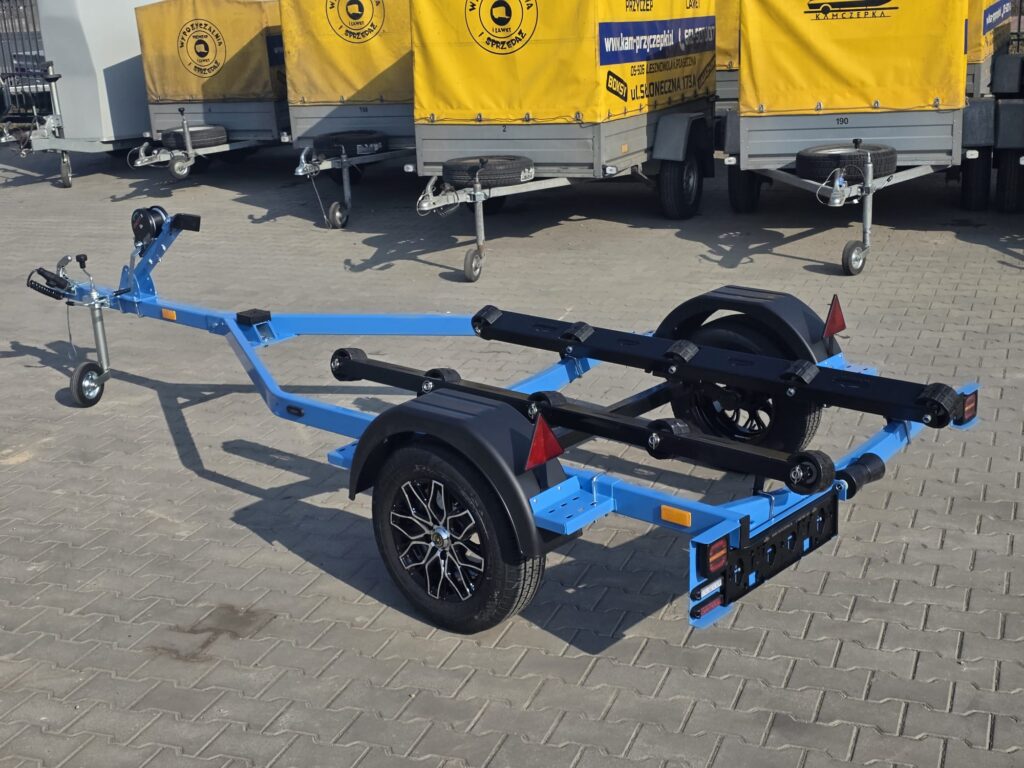 Przyczepa pod Skuter PL1/1S-750_K13 PODESTY , NIEBIESKA , PŁOZO ROLKI