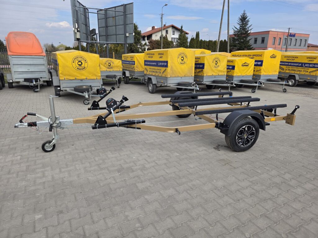 Przyczepa pod dwa skutery HAMOWANA ZŁOTA  ALUMINIOWE