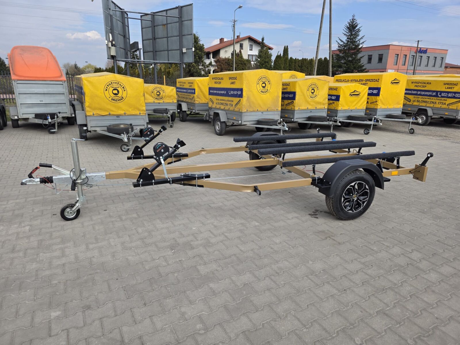 Przyczepa pod dwa skutery HAMOWANA ZŁOTA  ALUMINIOWE - Kamczepka