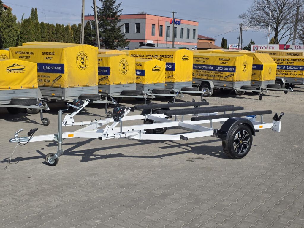 Przyczepa pod dwa skutery NIEHAMOWANA BIAŁA ALUMINIOWE