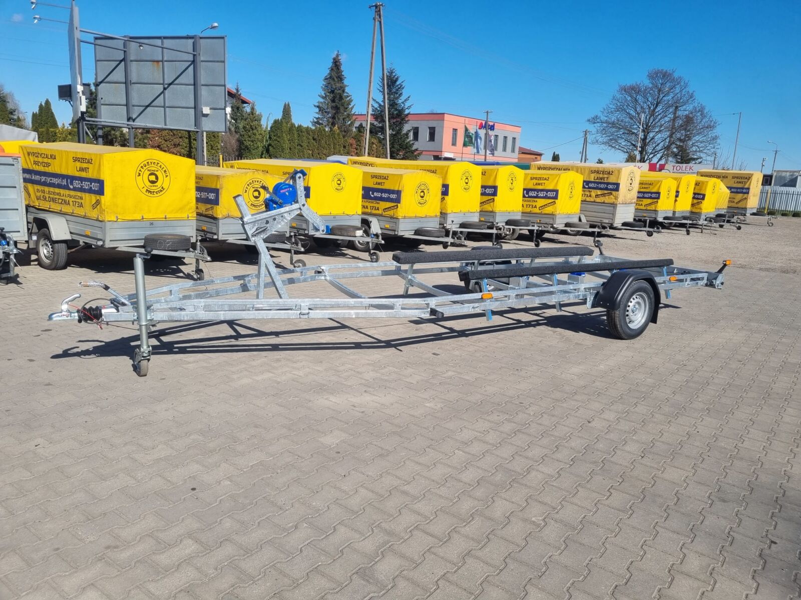 Przyczepa podłodziowa “680” do 780 cm dł.  STANDARD 2 x  płoza 330 cm  + 3 denne rolki