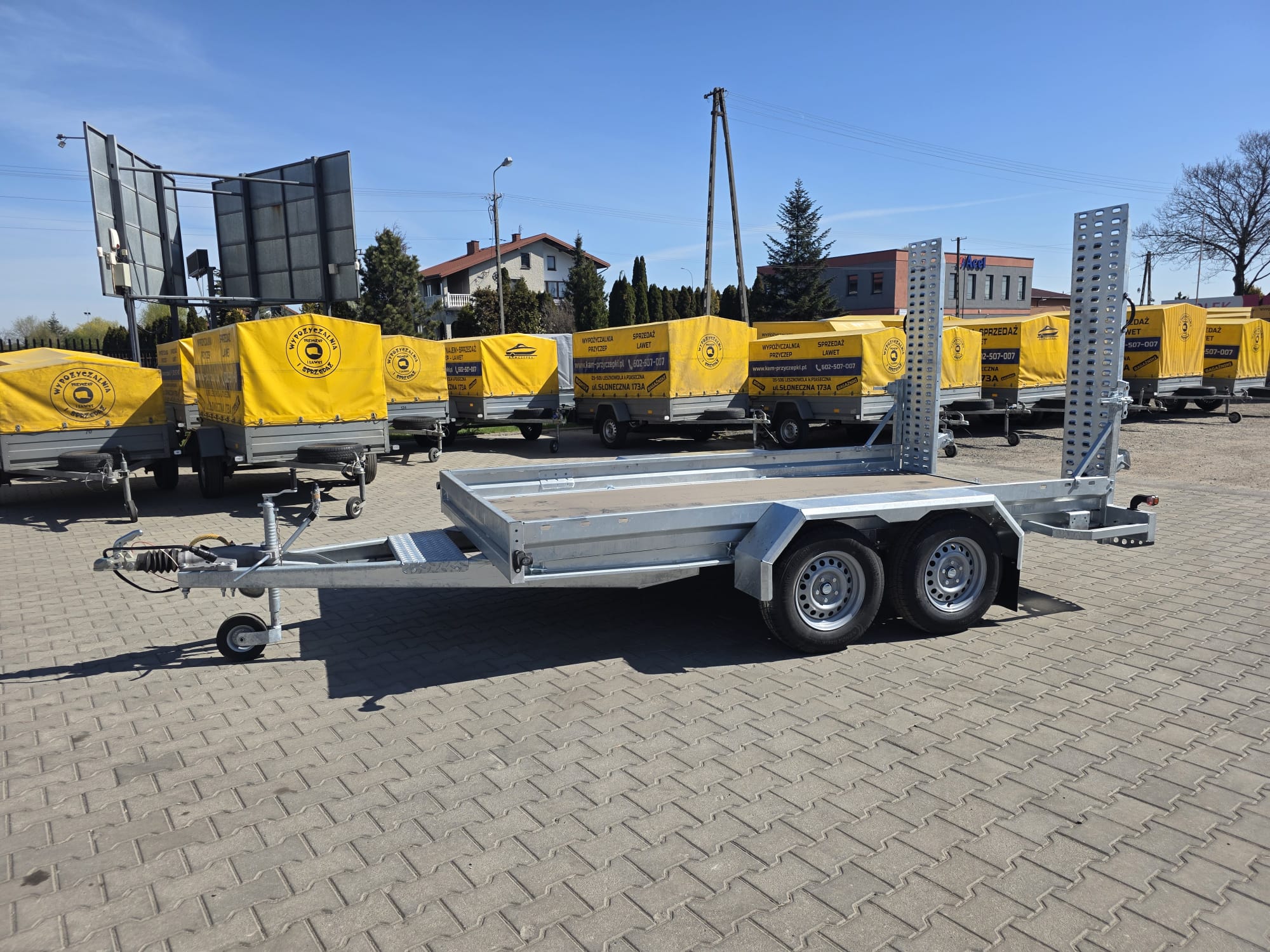 Przyczepa pod koparkę inny sprzęt Uniwersalna 350×180 najazd regulowany 170 cm do 3500 kg